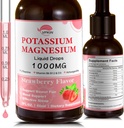 Potasu Magnezu Citrate Supplement, Magnezu płynne krople z Magnezu Glicynian 1000mg z Ashwagandha, Cynk, Wsparcie Małża i System immunologiczny (Truskawka, 2 FL.OZ.)
