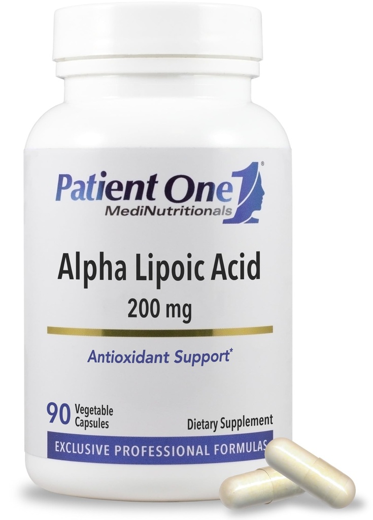 Pacjent Jeden Alpha Lipoic Acid (ALA) 200 mg Acidum 124; Suplement przeciwutleniający do wsparcia Nerwy i Zdrowia wątroby * Acid 124; 90 Kapsułki