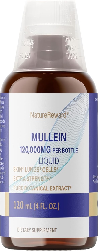 Płyn mulleinowy, Wsparcie dla zdrowia oddechowego - jako płyn, nalewka, herbata - 4 fl oz