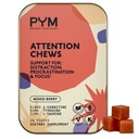 PYM Uwaga Żuje Wsparcie dla Procrastination, Focus & Productivity, 20 Hrabia 124; 518mg L- Carnitine, 54mg Tyrosine, 11mg L- Tauryna, Kawa wolna 124; All- Natural Mood Boost Supplement Made in USA