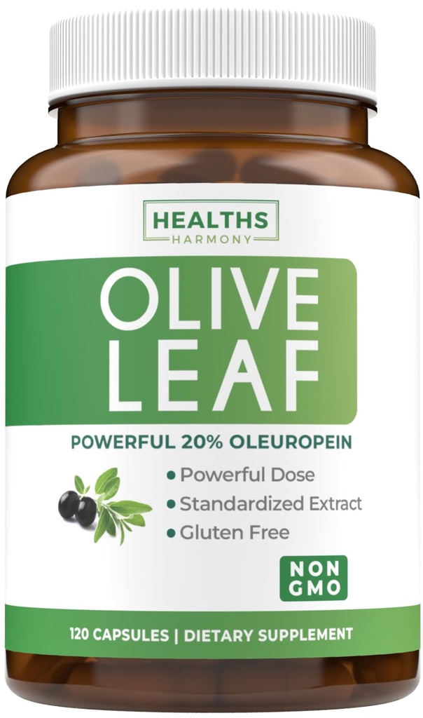Ekstrakt Super Siła Olive Leaf - Vegan Non-GMO 750mg Olive Extract z 20% Oleuropeiny Suplement przeciwutleniający dla odporności skóry i wsparcia zdrowia serca - Made in The USA (4 Month Supply)
