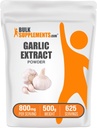 BulkSupplements.com Garlic Extract Powder - Suplement czosnkowy, Suplement ziołowy, Allium Sativum - Herbal & Gluten Free, 800mg na serwowanie, 500g (1.1 lbs) (opakowanie po 1)