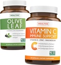 Zaoszczędź 4 dolary (12% zniżki) - Herbal Immune Bundle - Olive Leaf Extract (Non-GMO) Super Siła: 20% Oleuropein 750mg czapki i immunologiczne Wsparcie - Witamina C z cynku, Witamina D, Elderberry & Echinacea (Non-GMO)