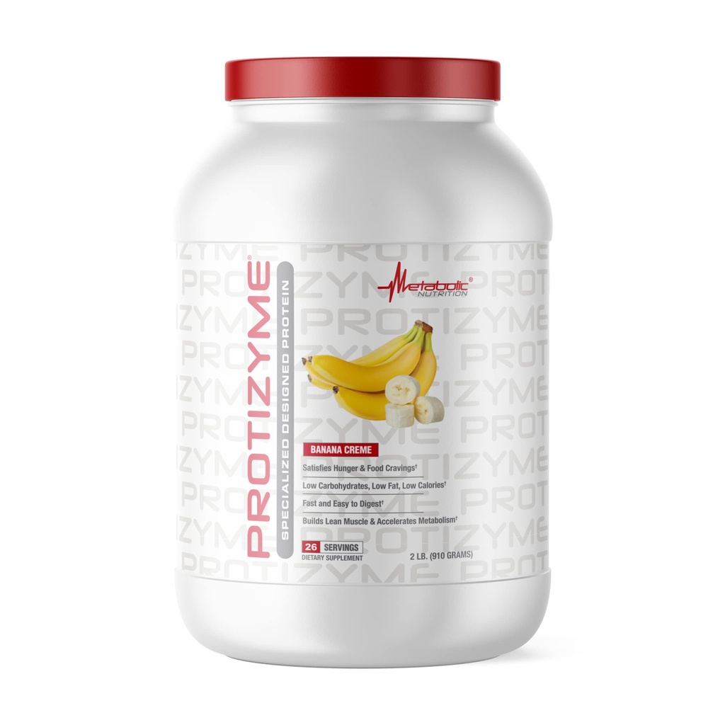 Żywienie metaboliczne - Protyzym - Proszek z białka serwatki, Wysokie Białko, Niskie węglowodany, Niski Tłuszcz z Enzymów Trawiennych, 24 Witaminy i Minerały, Banana Creme, 2 Funt