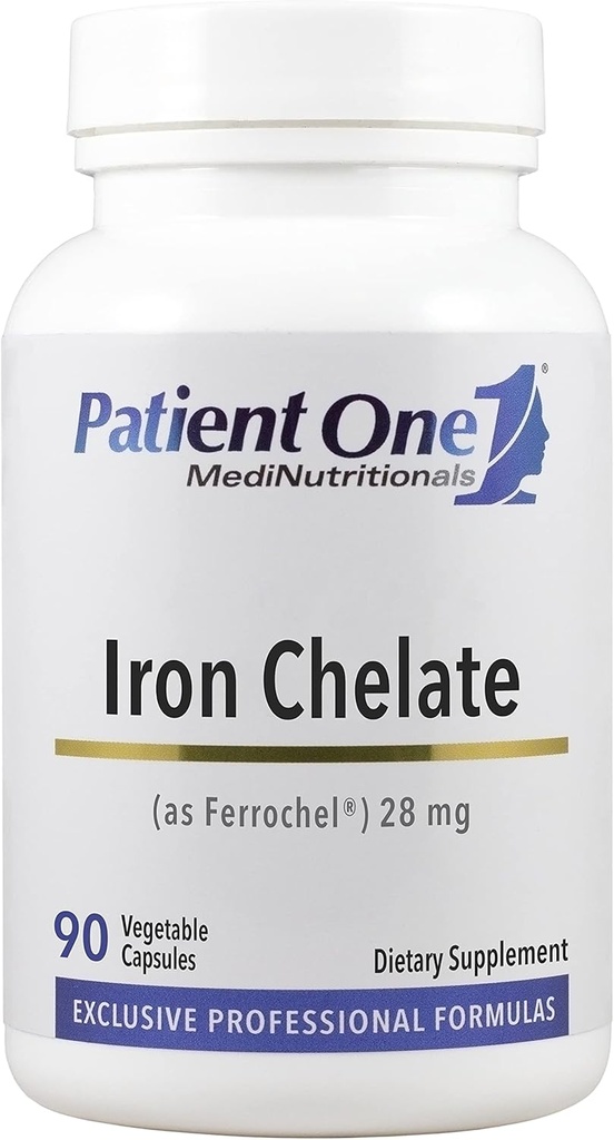 Pacjent Jeden Żelazny Chelate 28mg 124; Suplement do wsparcia formacji i funkcji czerwonokrwinkowych * 124; Ferrochel Brand Żelaza Bisglicynian 124; 90 Kapsułki