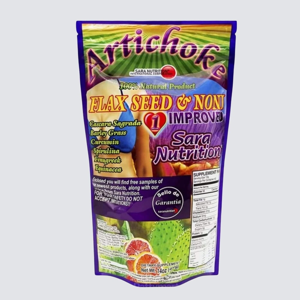 Alcachofa Linaza Noni/Artichoke Flax Seed Noni by Sara-Nutrition - 14 oz Powder