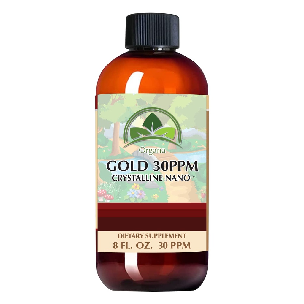 Organa Pure Crystalline Liquid Gold Supplement - 30 PPM - Koloidalne minerały 8 unce