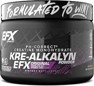 EFX Sports Kre- Alkalyn EFX Proszek 124; pH Prawidłowe jednowodny proszek Kreatynowy Suplement Proszek 124; Siła, Wzrost mięśni & Wydajność 124; 55 Służenie (Mango)