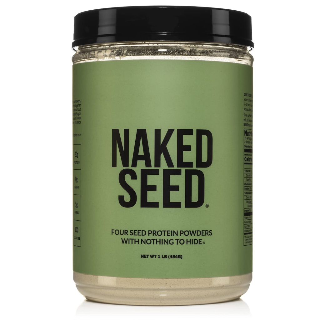 Naga Nasienie - 4 Proszek z białka nasion, Tylko 4 Składniki - Chia, Arbuz, Słonecznik i Nasiona dyni - Gluten- Free, Soy Free, Wegan, No Gmos, Brak sztucznych słodzików - 15 Słupki