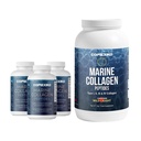 CORREXIKO Marine Collagen Supples Pigułki & Proszek Pasek 3 Miesiąc dostaw - Zawiera 10,000mg podwójny hydrolizowany Collagen Proszek 1kg & 1800mg Kolagen Peptydes 360 Kapsułki - do włosów, skóry i paznokci
