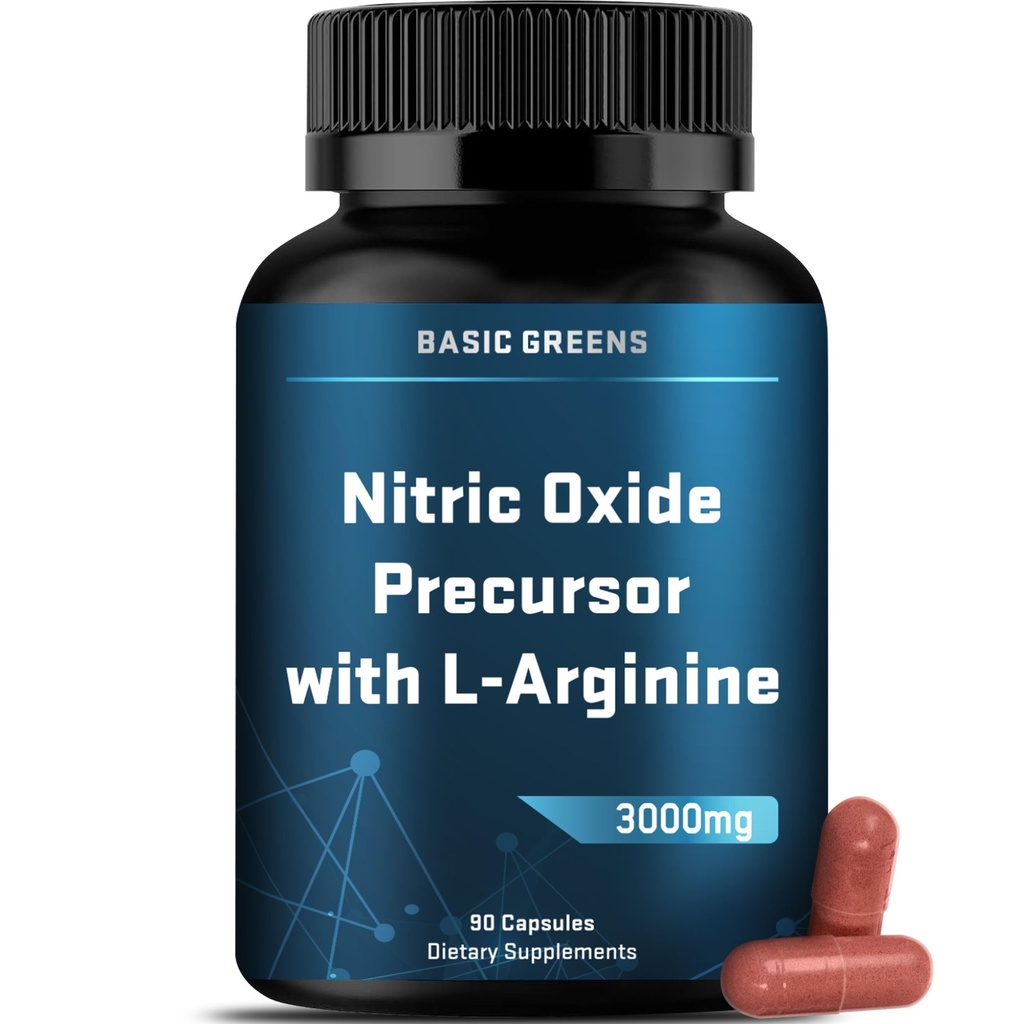 L-Arginina 3000mg Suplement tlenku azotu dla mężczyzn i kobiet - Kapsułki wegetariańskie niezawierające GMO z korzeniem buraczanym do cyrkulacji, Endurance, Energy, Stamina, Performance and Workout - 90 Caps