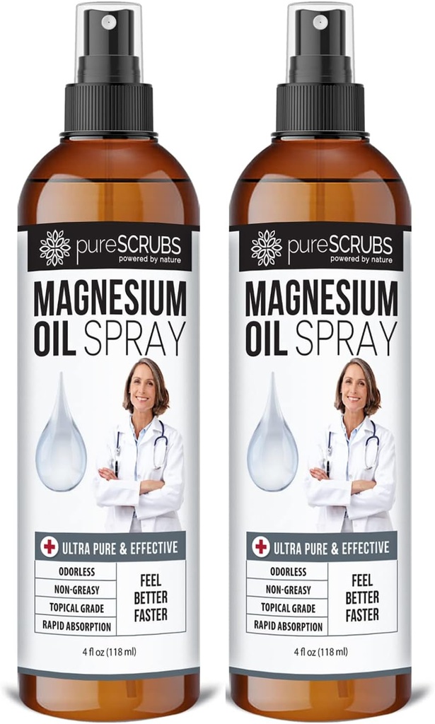 Pure Topical Magnezu Oil Spray, Ultra Szybka Wchłanianie dla lepszego zdrowia, Pure Zechstein Brine - (2 Butelka Value Pack)