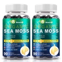 BEWORD Organic Sea Moss Softgels, 180 Capsules - with Irish Sea Moss, Vitamin C,D3, Black Seed Oil, Ashwagandha, Turmeric, Bladderwrack, Burdock, Rhodiola Rosea - Immune, Skin & Energy Support, 2 Pack