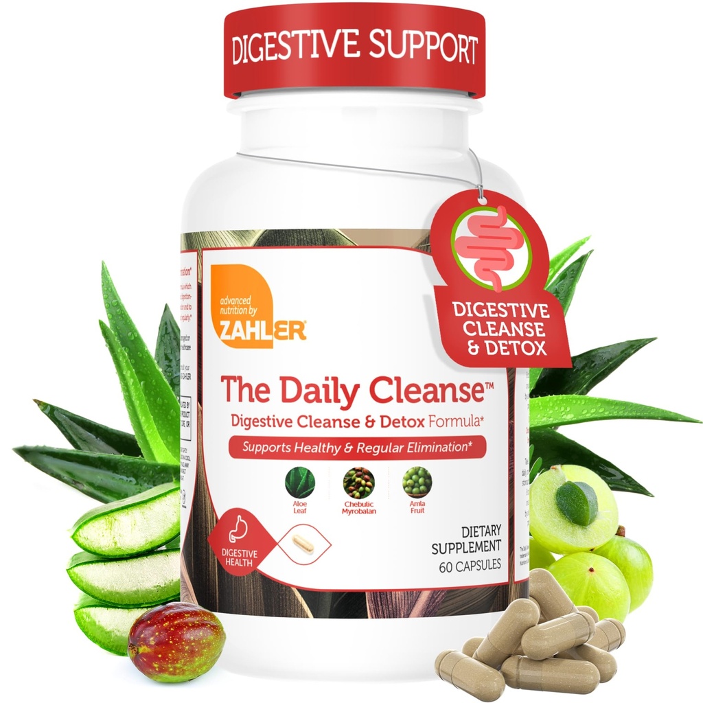 Zahler Daily Cleanse, Digestive Cleanse & Detox Formuła, Wspiera zdrowe i regularne eliminacji, 60 kapsułki.