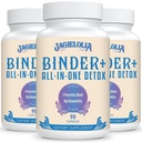 All- In- One Detox Binder Supplement 1500 MG - Wysoka dostępność biologiczna, Wątroba Gut Detox Cleanse z aktywowanym węglem, Zeolite & Bentonite Clay dla toksyn, Wątroba, Digestive, 270 Kapsułki wegańskie