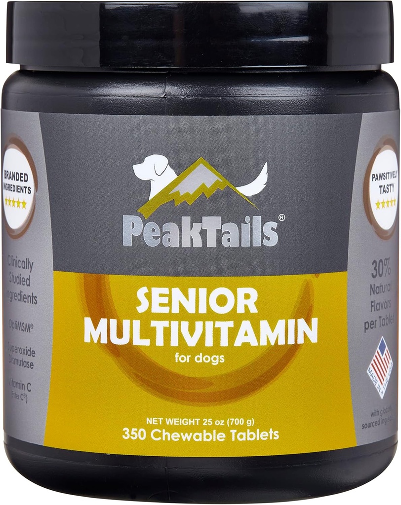 Senior Multivitamin dla psów - 350 tabletek do rozgryzania i żucia z MSM, dyzmutazą nadtlenkową