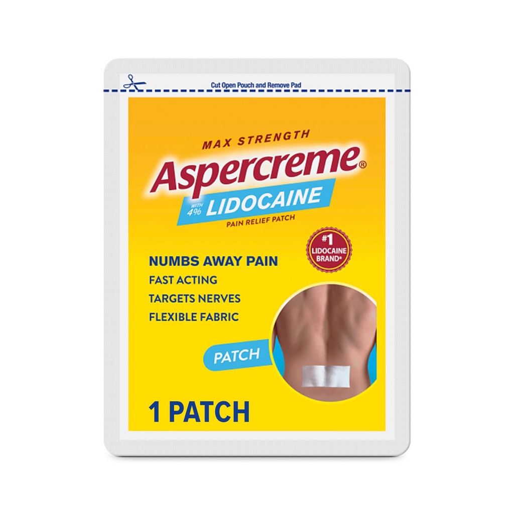 Aspercreme Max Strength Lidocaine Pain Relief Patch for Back, Odor Free