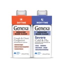 Genexa Daytime Cough & Congestion + Nighttime Ciężkie zimno & Flu Combo Pack, Bez barwnika, 0% Sztuczne dodatki, Liquid Multi- Symptom Cough, Cold, & Flu, Organic Blueberry Flavor, 12 fl oz (2 Pack)