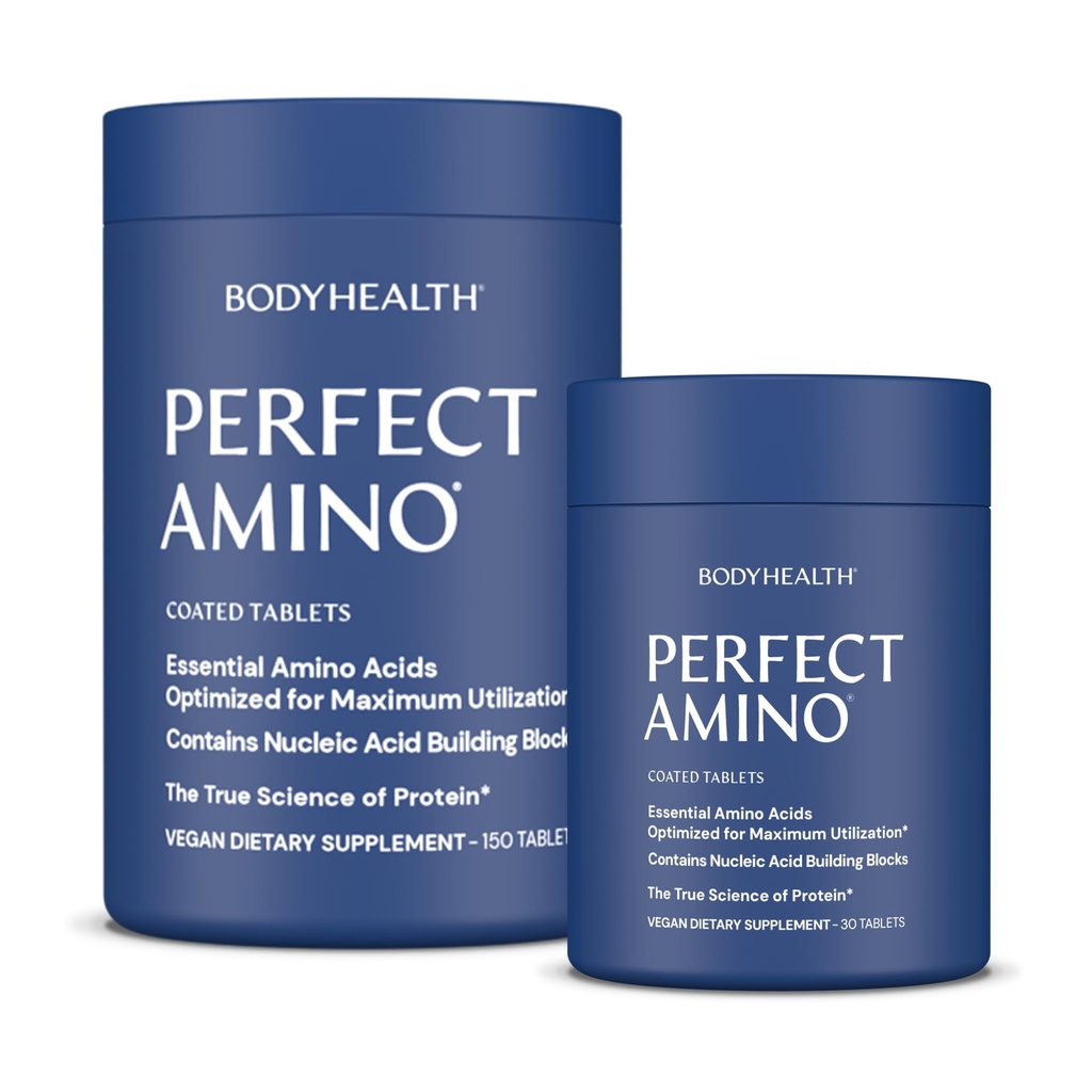 BodyHealth PerfectAmino Easy to Swallow Tablets, Essential Amino Acids Supplement with BCAAs, Vegan Protein for Pre/Post Workout & Muscle Recovery with Lysine, Tryptophan, Leucine (36 Servings)