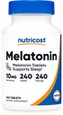 Nutricost Melatonin 10mg, 240 tabletek - 10 mg na Podawanie, Non- GMO, Gluten Free