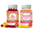 Lunakai Witamina B12 i Gumiaki Collagen Bundle - 3000 µg Methylcobalamina Wysoka absorpcja energii Gumiaki - Non-GMO Anti Anti Aging Supplements for Men & Women - 30 Days Supply