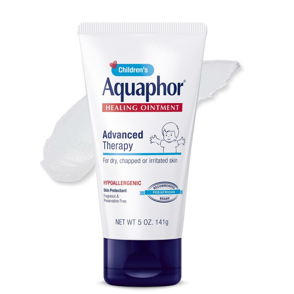 Aquaphor Children's Advanced Therapy Healing Ointment, 41% Petrolatum Skin Protectant Ointment for Minor Wound Care, Chapped or Cracked Skin and Lips, 5 Oz Tube