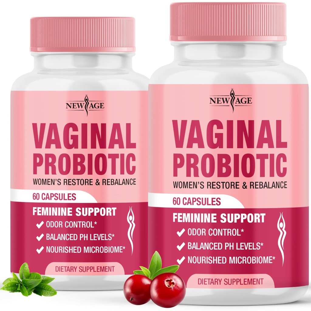NOWY ROK Probiotyki waginalne dla kobiet z prebiotykami, ekstrakt żurawinowy i mieszanka probiotyczna Lactobacillus, wspomaga zdrowe pH Równowaga, Kontrola zapachu, Flora waginalna - 120 Kapsułki
