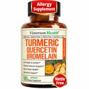 Quercetin with Bromelain Turmeric Curcumin Supplement - Ulga alergiczna, Joint & Immune Supplement - Organic Turmeric Supplement with Black Pepper (Bioperine) - 180 Quercetin 500mg kapsułki