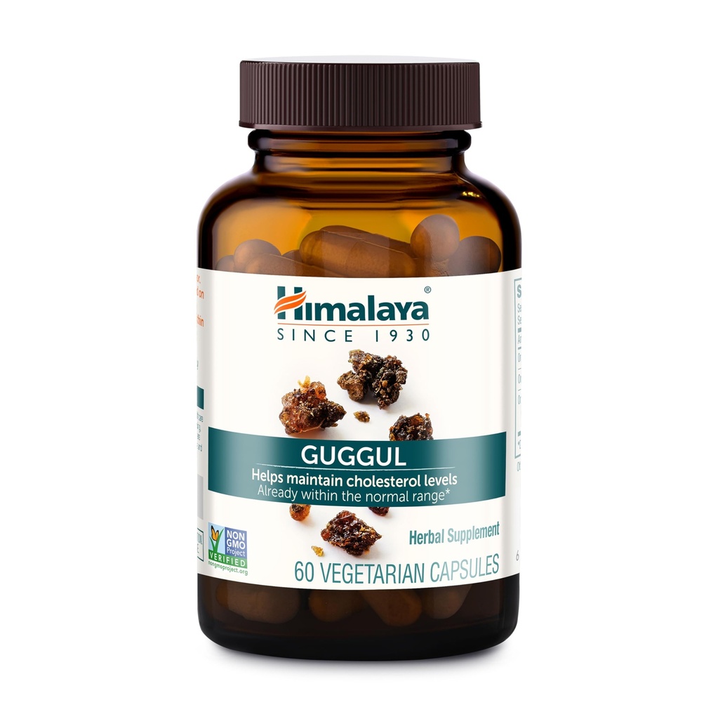 Himalaya Guggul - Herbal Liver Support for Liver Detox, Cholesterol, HDL & LDL Support - Vegan, Non- GMO, Gluten Free, 720 mg, 60 kapsułki
