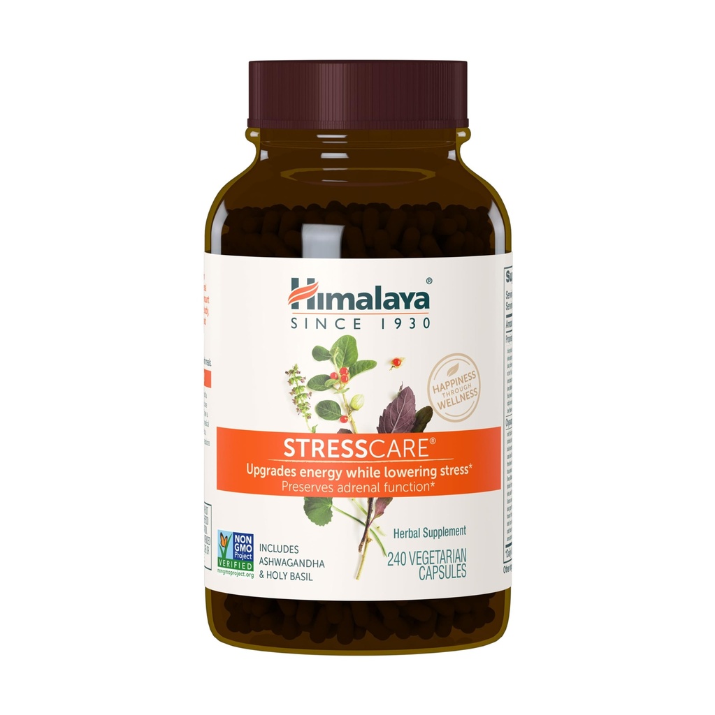 Himalaja StressCare Herbal Supplement, Pomaga Relief stres, Wsparcie energetyczne, Relaks, Okazjonalna bezsenność, Ashwagandha, Święty Basil / Tulsi, Gotu Kola, Non-GMO, Wegetarianin, 240 Kapsułki