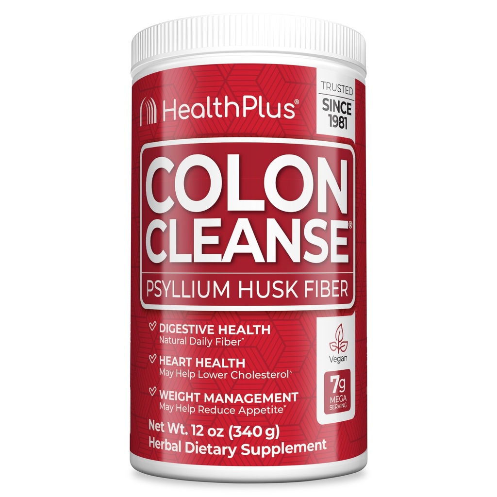 Zdrowie Plus Colon Cleanse - Natural Daily Fiber Powder - Gluten Free, Detox, Heart Healthy (12 uncji, 48 Sług)