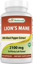 Najlepszy Naturals Lions Mane Mushroom Supplement 2100mg - 120 Kapsułki - Wspiera mentalną klarowność, Focus & Immune Health - Dodano czarny pieprz dla maksymalnej absorpcji