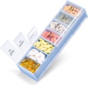 2 razy dziennie - Betife 7 dzień Pill Box, AM PM Pill Case z podwójną warstwą Jumbo Kompleks do pigułek, Witamina, Olej rybny, Suplementy (niebieski / biały)