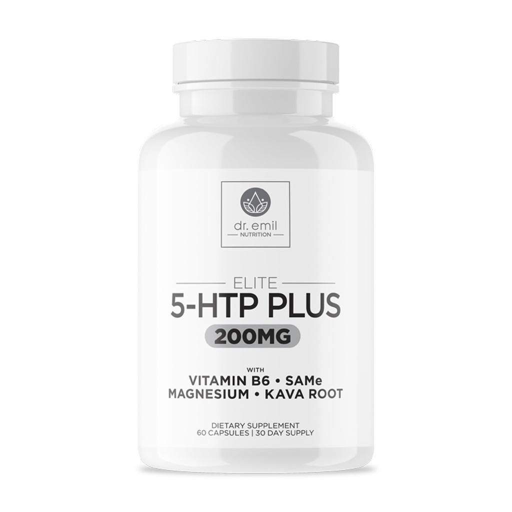 200 MG 5- HTP Elite z ekstraktem korzennym Kava, Magnez & SAM- e do utrzymania normalnego zdrowego snu i stworzyć poczucie dobrego samopoczucia - 5HTP Suplement z witaminy B6 - 60 Kapsułki, 30 Służenie