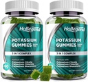 Potas 3 in 1 Kompleks Gumies Sugar Free, Nowa formuła z 99mg Cytratu potasu, Chlorek potasu, Glukonian potasu, Kurcze nóg i suplementy mięśni, 120 Chewables
