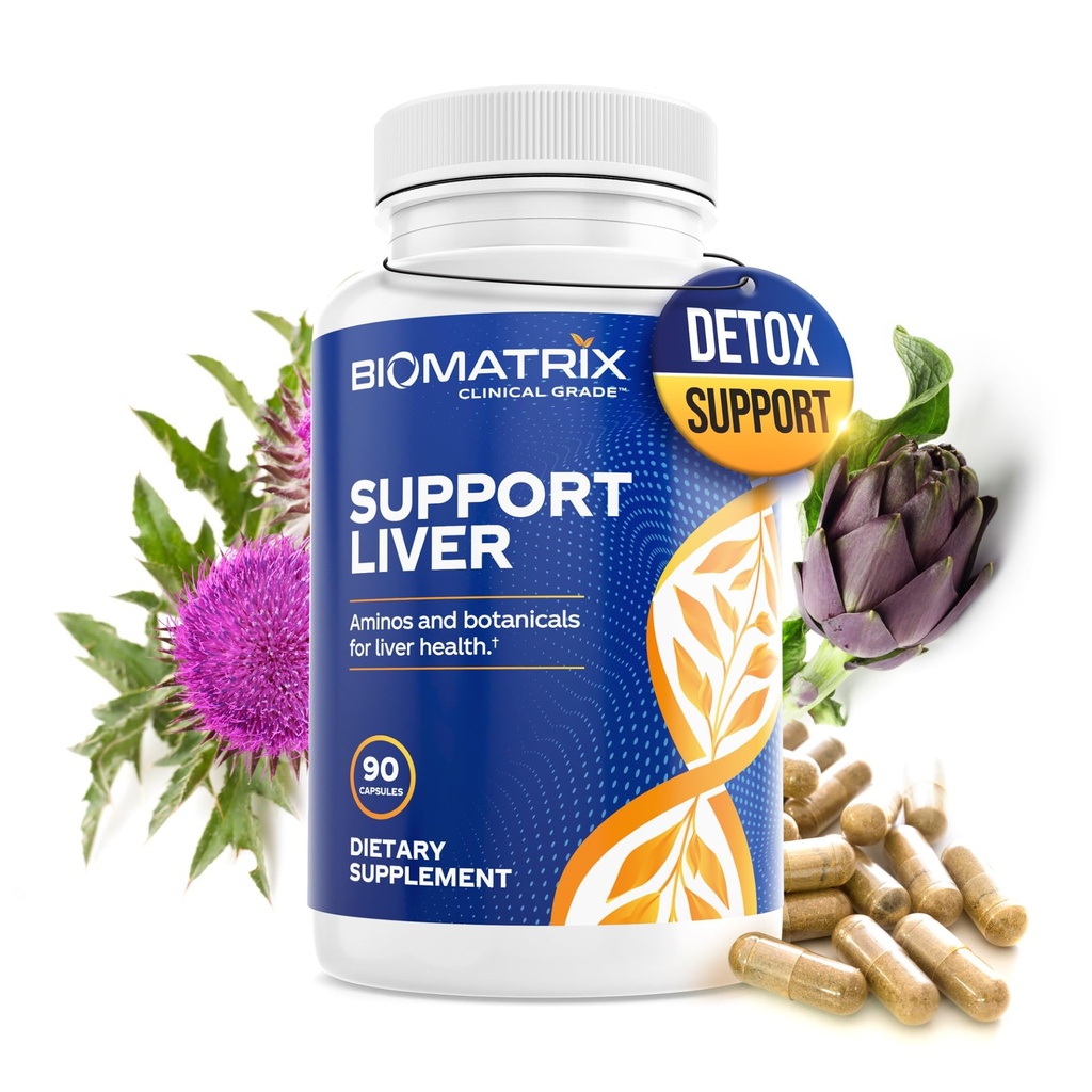 BioMatrix Liver Cleanse Detox & Repair, Artichook Extract Liver Health Formula, Suplement do wątroby z mlekiem Thistle, Tauryna, Metionina 124; 1 + Dostawa miesiąc dla mężczyzn i kobiet