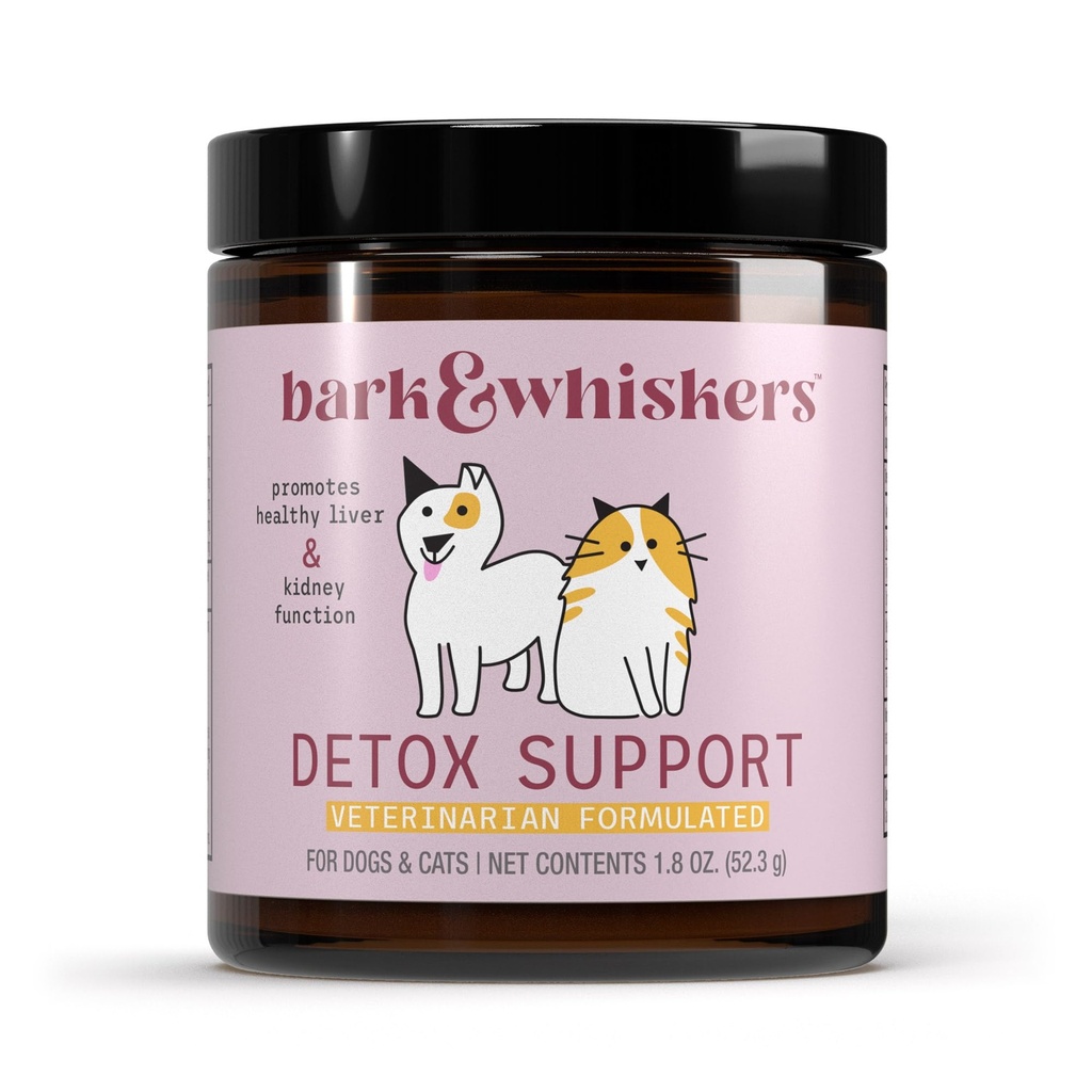 Bark & Whiskers Detox Support - Pomaga wspierać zdrową wątrobę i nerkę Funkcje - Herbal Mieszanka z mlekiem organicznym Thistle & Zielona herbata - 1.8 oz