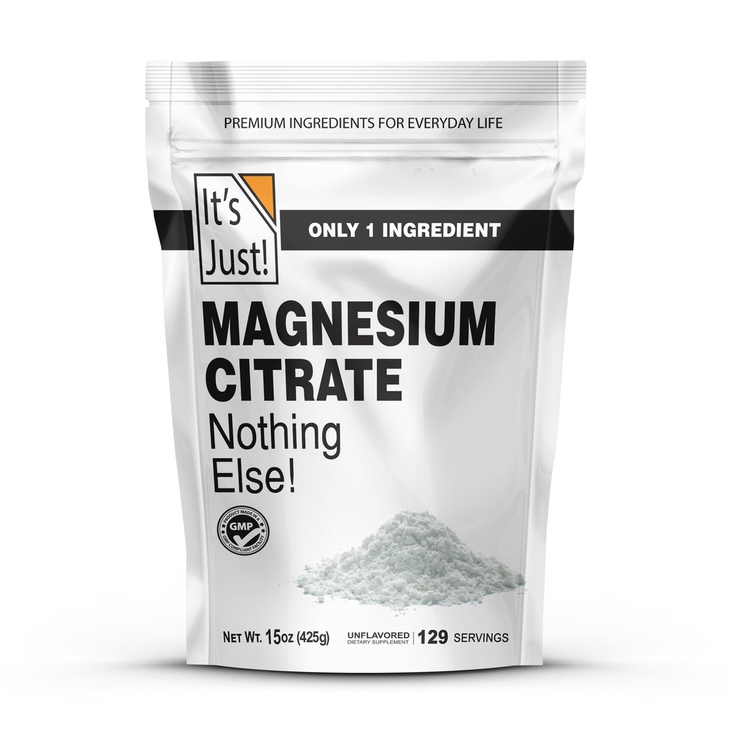 To po prostu - Magnezu Citrate Powder, 15oz, Non-GMO Magnezu Suplement, Unflavored (15oz / 129 Służenie)