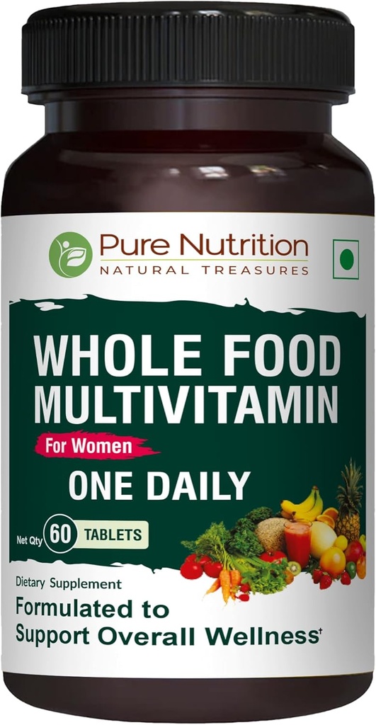 Pure Nutrition Whole Food Multivitamina dla kobiet 124; 60 Tabs Description 124; One- A- Day Description 124; 100% RDA Description 124; 24 Natural Vitamin and Minerals Description 124; All Natural Plant Based Women 's Multivitamine Description 124; 2 Months Supply