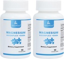 2 Butelki Sześciorakowe Kompleks Magnezu 124; 350mg Glicynianu magnezu, jabłczan, cytrat, Tauryna, tlenek, L-treonian dla mięśni, Nerwy, & Energia, GABA Sleep Support 124; Wysoka absorpcja 124; Wegan 124; 90 Kapsułki