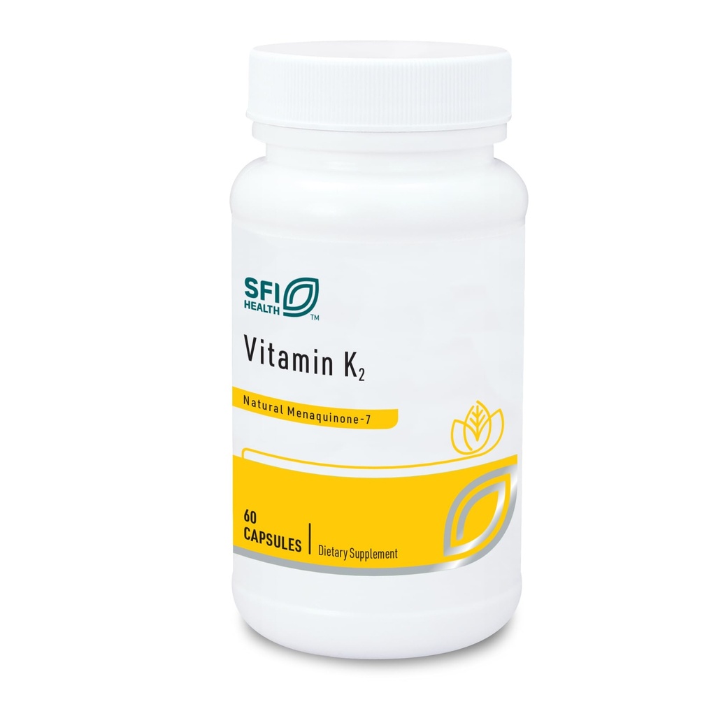 Klaire Labs SFI Health Witamina K2- 50 Mikrogramy jako Menaquinone- 7 MK- 7, No Soy, Gluten lub Dairy (60 kapsułki)