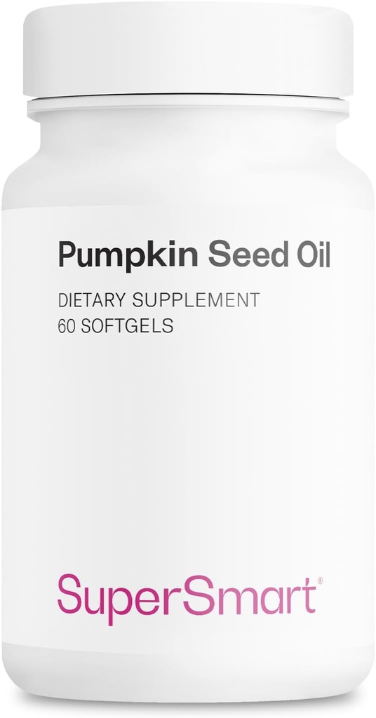 Supersmart - Suplement oleju z nasion dyni 1000mg dziennie (+ witamina E) - Olej z nasion dyni do wzrostu włosów 124; Non-GMO & Gluten Free - 60 Softgels