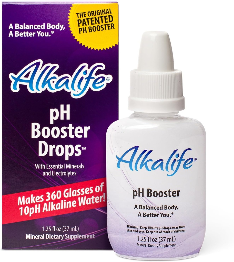 Alkalife pH Booster Drops 124; Pierwszy patent Alkaline wody Booster neutralizacji kwasu i równowagi pH dla immunologicznego wsparcia, Peak Performance, Detox, Ogólny Wellness - 1.25oz