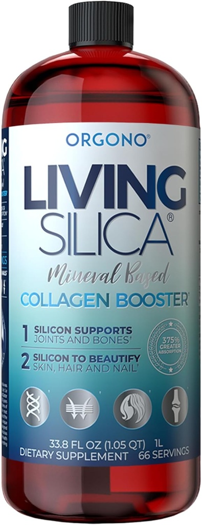 Żywa Silica Colagen Booster Płyn VEGAN 124; Wegan Colagen Boosting Drink 124; Wspomaga zdrowe Kolagen i Elastin Produkcja do Joint & Bone Support, Glowing Skin, Silne włosy i paznokcie.