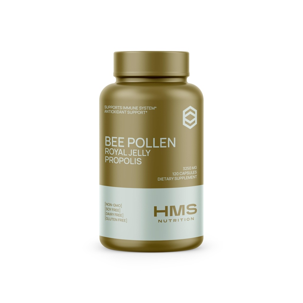 Premium Bee Pollen Daily Dietary Supplement - Zawiera Propolis & Royal Jelly - 3250mg Non-GMO, 120 Kapsułki wegetariańskie - 30 Day Supply