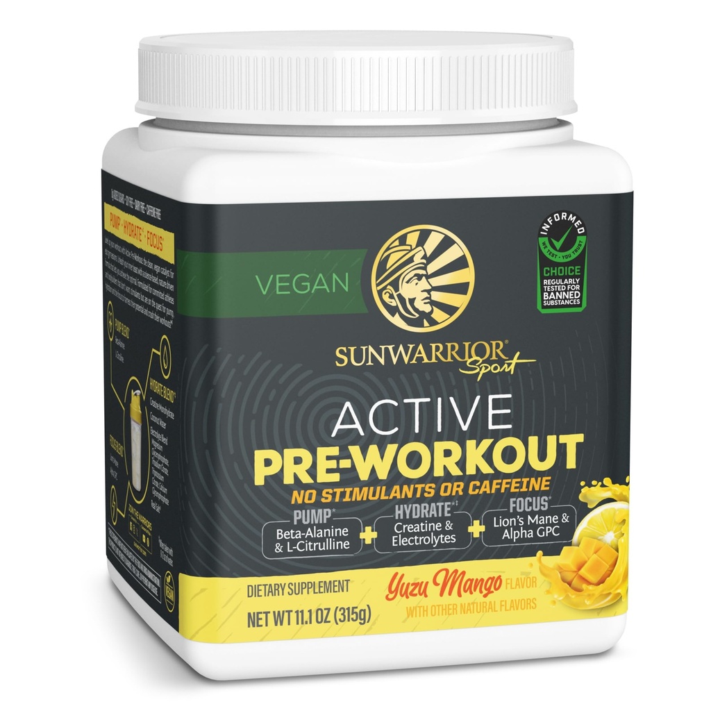 Pre Workout Powder Energy Drink Non-Stim & Cafeline Free Drink 124; Vegan Plant-Based Supplement Amendment 124; Pompa Hydrate Focus Endurance & Force Builder Builder 124; Yuzu Mango Flavored 30 Podawanie aktywnego treningu wstępnego