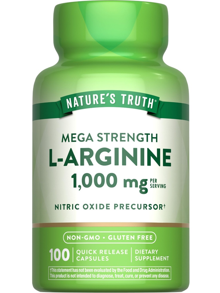 Nature 's Truth L- Arginine 1000mg Supples 124; 100 Kapsułki Supples 124; Mega Siła Supplement Darmowy 124; Non-GMO & Gluten