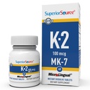 Superior Source Witamina K2 MK- 7 (Menaquinone- 7) 100 µg - Superior Source Support Superior Source Witamina K2 MK- 7 (Menaquinone- 7) 100 µg - Siła kości & Suplement wsparcia zdrowia - Pomaga Zdrowe Serce Funkcje - Bariatric- Friendly - 60 Tabletki rozpuszczające