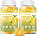 Suplement potasu Gummie dla dorosłych: Cytrynian potasu 99 mg - Suplement potasu magnezu dla mięśni, elektrolit, energia