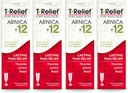T- Relief Arnica + 12 Cream Natural Relieving Actives for Back Pain Joint Soolness Aches & Stiffness, Whole Body Fast Assing Relief for Women & Men - 4 oz (4 opakowania)